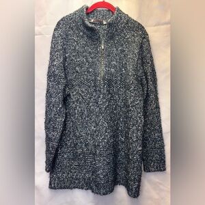 Soft Surroundings Women’s Black and White Quarter Zip Warm Chunky Knit Sweater